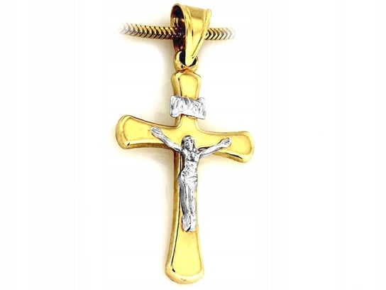 Złoty krzyż 585 delikatny BIAŁE ZŁOTO chrzest Lovrin