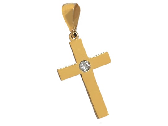 Złoty krzyż 585 gładki z cyrkonią Komunia Chrzest 1,18 g Lovrin