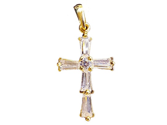 Złoty Krzyż 585 Z Białych Cyrkonii Komunia Chrzest Lovrin