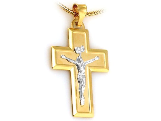 Złoty krzyż 585 z Jezusem w białym złocie 14kt Lovrin