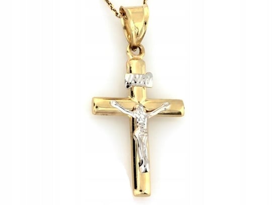 Złoty krzyż 585 Z JEZUSEM z białym złotem chrzest Lovrin