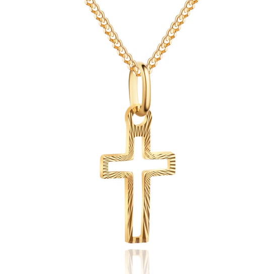 Złoty Krzyżyk 585 Zawieszka Krzyżyk Dwustronny Irbis