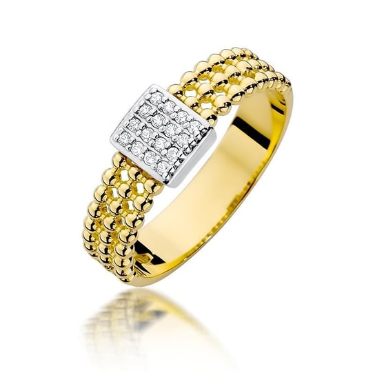 Złoty kulkowy pierścionek zaręczynowy z brylantami Modern : ROZMIAR PIERŚCIONKA - ZŁOTO - 10, Złoto - próba - próby 585 żółte GIORRE