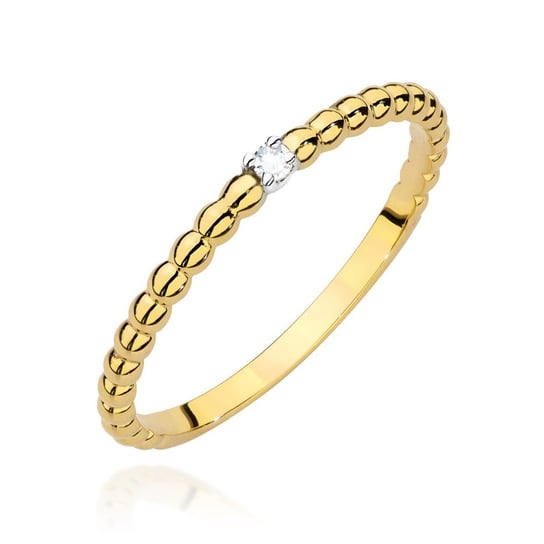 Złoty kulkowy pierścionek zaręczynowy z brylantem Delikatność : ROZMIAR PIERŚCIONKA - ZŁOTO - 10, Złoto - próba - próby 585 żółte GIORRE