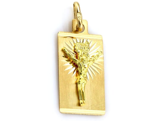 Złoty Medalik 585 Blaszka Z Jezusem 1,32G Chrzest Lovrin
