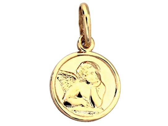 Złoty medalik 585 Koło z aniołem 14kt Lovrin