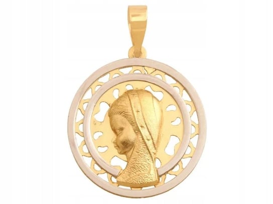 Złoty Medalik 585 Matka Boska W Ringu Z Białego Złota Ażurowe Kółko Prezent Lovrin