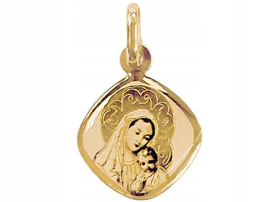 Złoty medalik 585 Matka Boska z Dzieciątkiem na Komunię Chrzest prezent Lovrin