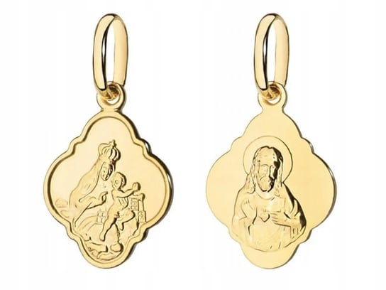 Złoty Medalik 585 Subtelny Szkaplerz Dwustronny Matka Boska Na Prezent Lovrin