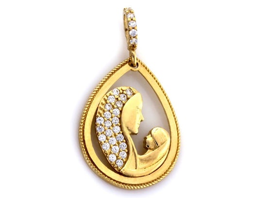 Złoty Medalik Ażurowy 585 Matka Boska Kropla Lovrin