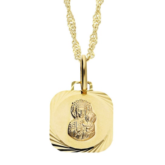 Złoty medalik MB Częstochowska z dopasowanym łańcuszkiem M2 M-0590-KM487+G2SIN 025 9K Sezam
