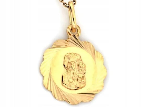 Złoty medalik z diamentowaniem 585 Matka Boska Częstochowska na prezent Lovrin