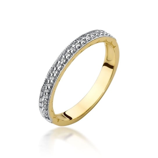 Złoty minimalistyczny pierścionek obrączka z brylantami Glamour : ROZMIAR PIERŚCIONKA - ZŁOTO - 8, Złoto - próba - próby 585 żółte GIORRE