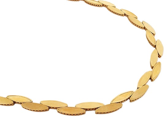 Złoty naszyjnik 585 elementowy z przeplatanymi migdałami na prezent Lovrin