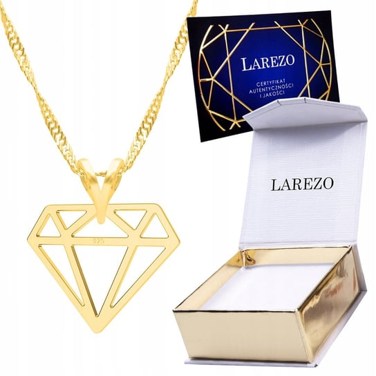 Złoty Naszyjnik 925 Pozłacany Ażurowy Diament Klejnot Brylant Diamencik 24K LAREZO