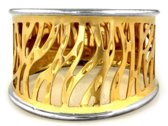 Złoty Pierścionek 375 Szeroki Ażurowy Z Białym Złotem Lovrin