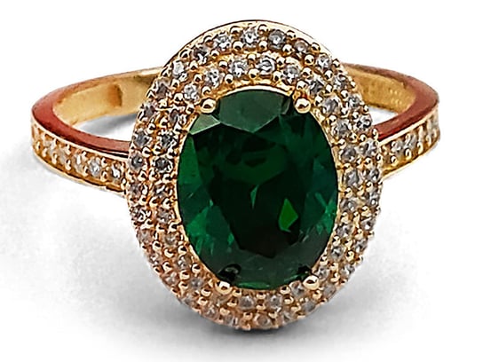 Złoty pierścionek 585 duża zielona markiza  2,9 g Lovrin