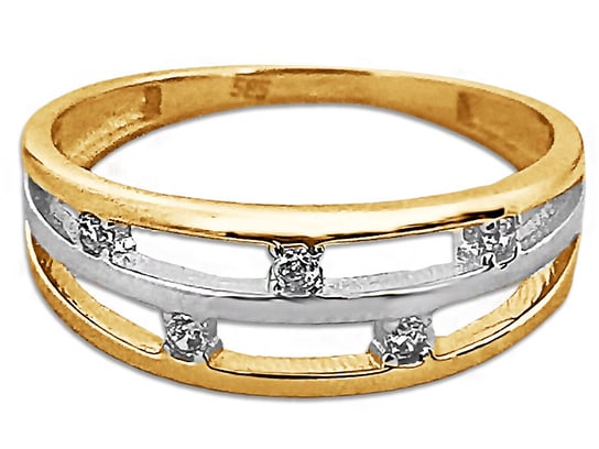 Złoty pierścionek 585 elegancki z cyrkoniami 1,91 g Lovrin