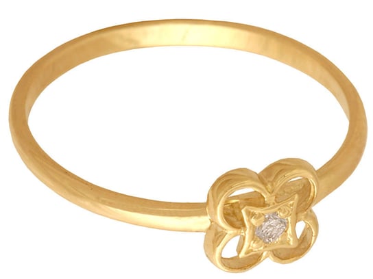 Złoty pierścionek 585 koniczynka z cyrkonią Lovrin