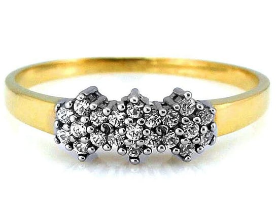Złoty pierścionek 585 kwiatuszki z cyrkoniami 10r Lovrin