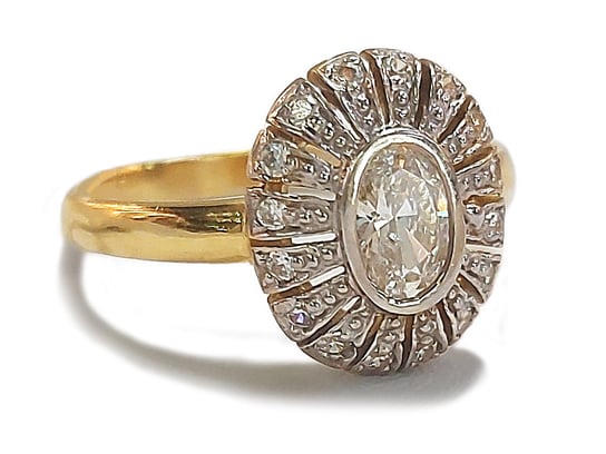 Złoty pierścionek 585 markiza z białymi cyrkoniami 3,16 g Lovrin