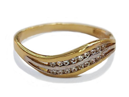Złoty pierścionek 585 motyw fali z cyrkoniami 1,9 g Lovrin