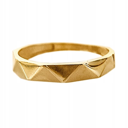 Złoty pierścionek 585 obrączkowy ciosane zdobienie na prezent 14K Lovrin