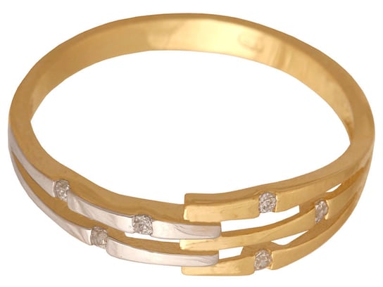 Złoty pierścionek 585 połączone oczka białe złoto Lovrin