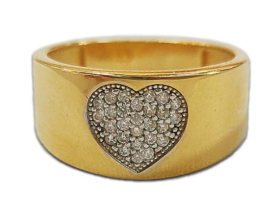 Złoty pierścionek 585 serce zdobione białymi cyrkoniami Lovrin