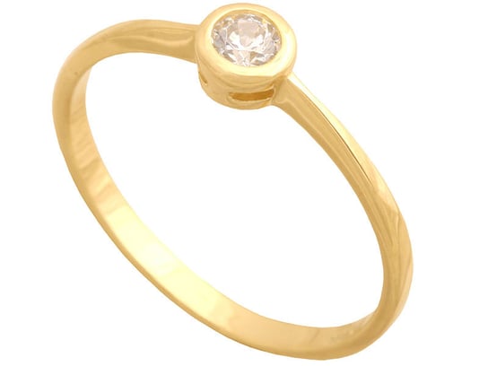 złoty pierścionek 585 z białą cyrkonią 12r Lovrin