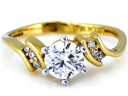 Złoty pierścionek 585 zaręczynowy z biała cyrkonią Lovrin