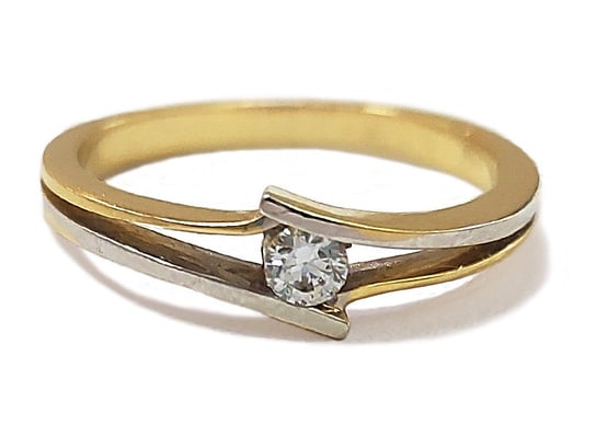 Złoty pierścionek 585 zaręczynowy z białym złotem Lovrin
