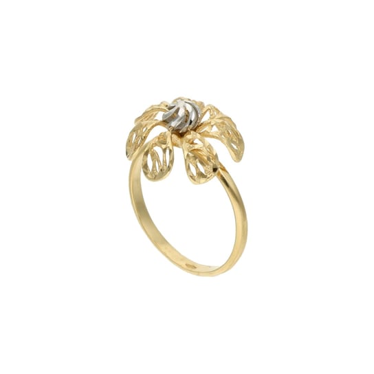 Złoty pierścionek ażurowy kwiatek 585 14k Rosanto