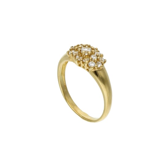 Złoty pierścionek bogato zdobiony cyrkoniami 585 14k Rosanto