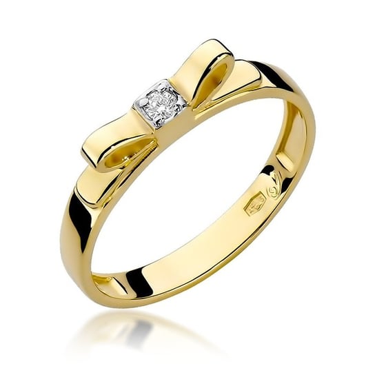 Złoty pierścionek kokarda z brylantem Modern : Rozmiar pierścionka - 12 | Φ16,33 MM, Złoto - próba - próby 585 żółte GIORRE