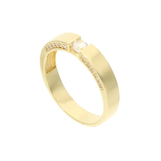 Złoty pierścionek obrączka z cyrkoniami 585 14k Rosanto