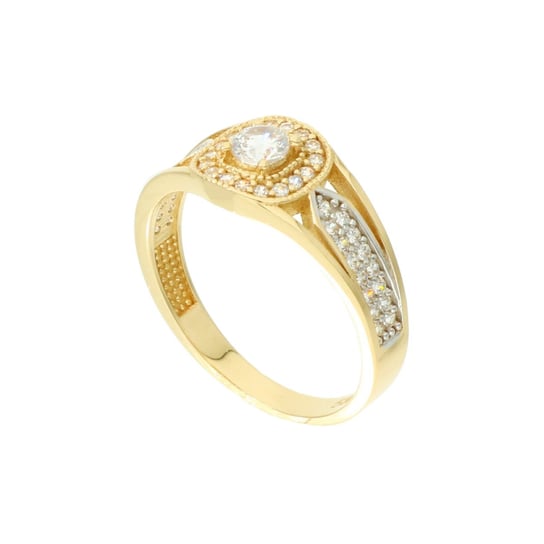 Złoty pierścionek w stylu Art Deco z cyrkoniami 585 14k Rosanto