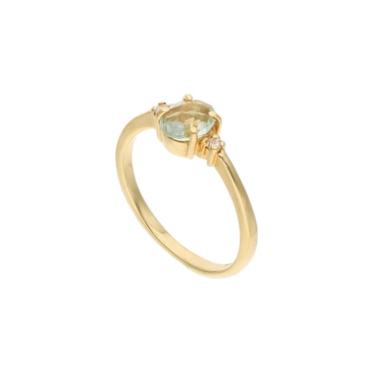 Złoty pierścionek z jasnobłękitną cyrkonią 585 14k Rosanto