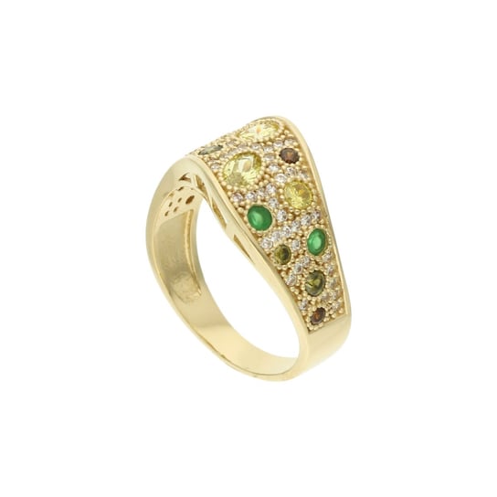 Złoty pierścionek z kolorowymi cyrkoniami 585 14k Rosanto