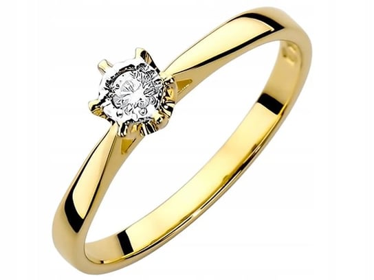 Złoty pierścionek zaręczynowy 585 z białym diamentem białe zloto r20 Lovrin