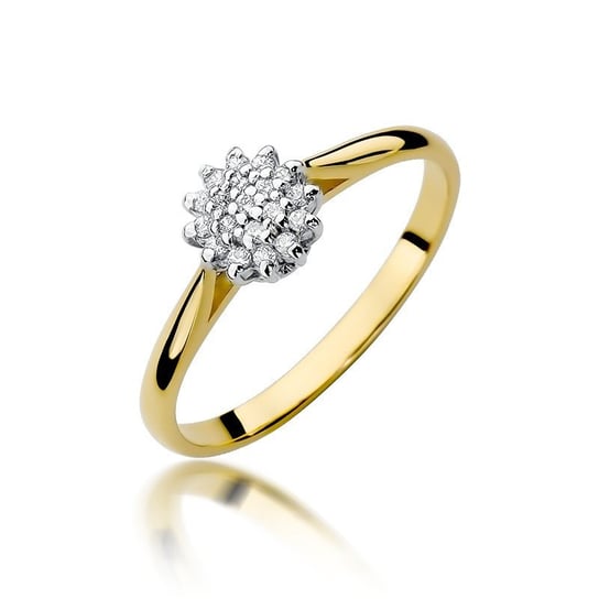 Złoty pierścionek zaręczynowy kwiat z brylantami Klasyka : ROZMIAR PIERŚCIONKA - ZŁOTO - 10, Złoto - próba - próby 585 żółte GIORRE