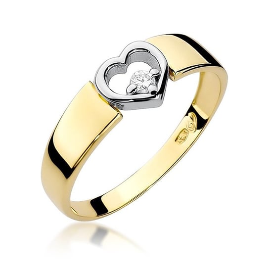 Złoty pierścionek zaręczynowy serce z brylantem Miłość : ROZMIAR PIERŚCIONKA - ZŁOTO - 10, Złoto - próba - próby 585 żółte GIORRE