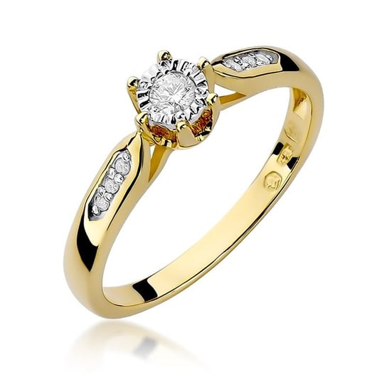 Złoty pierścionek zaręczynowy z brylantami w oprawie Retro : ROZMIAR PIERŚCIONKA - ZŁOTO - 19, Złoto - próba - próby 585 żółte GIORRE