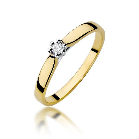Złoty pierścionek zaręczynowy z brylantem 0,04 ct Klasyka : ROZMIAR PIERŚCIONKA - ZŁOTO - 15, Złoto - próba - próby 585 żółte GIORRE