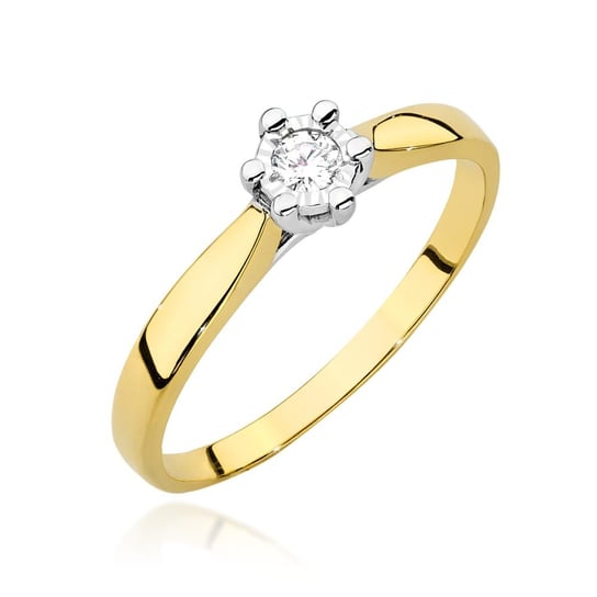 Złoty pierścionek zaręczynowy z brylantem 0,08 ct Klasyka : ROZMIAR PIERŚCIONKA - ZŁOTO - 8, Złoto - próba - próby 585 żółte GIORRE