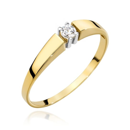 Złoty pierścionek zaręczynowy z brylantem 0,08 ct Modern : ROZMIAR PIERŚCIONKA - ZŁOTO - 19, Złoto - próba - próby 585 żółte GIORRE