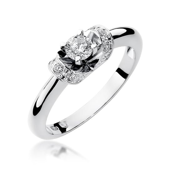 Złoty pierścionek zaręczynowy z brylantem Retro : Rozmiar pierścionka - 11 | Φ16,00 MM, Złoto - próba - próby 585 białe GIORRE