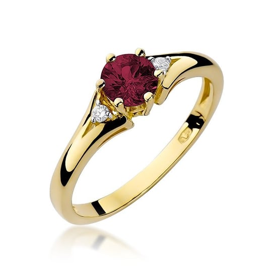 Złoty pierścionek zaręczynowy z okrągłym rubinem Retro : ROZMIAR PIERŚCIONKA - ZŁOTO - 8, Złoto - próba - próby 585 żółte GIORRE