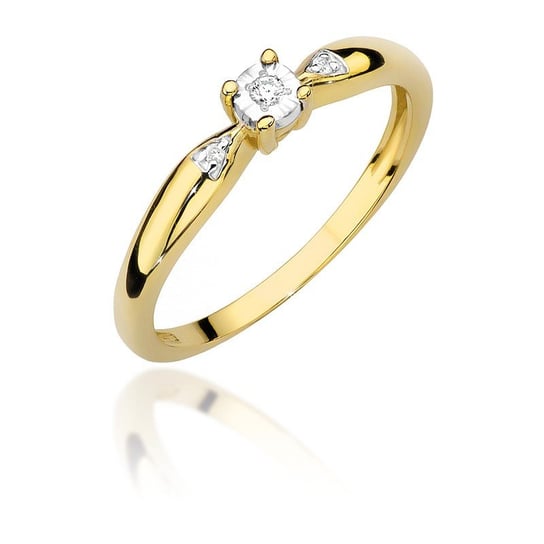 Złoty pierścionek zaręczynowy z trzema brylantami Klasyka : ROZMIAR PIERŚCIONKA - ZŁOTO - 10, Złoto - próba - próby 585 żółte GIORRE