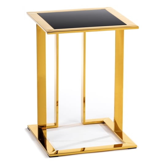 Złoty stolik stoliczek pomocnik Sawa Gold Black 40 cm HowHomely
